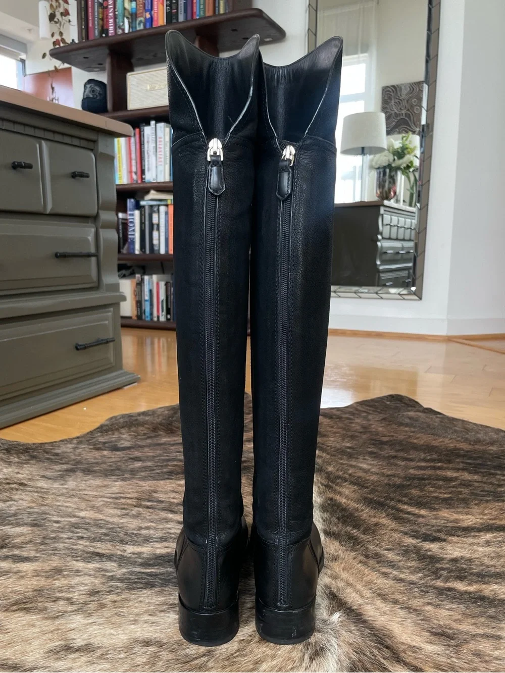 Tory Burch Black Leather Over-The-Knee Riding Boots